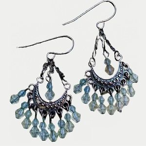 Chandelier earrings green. Handmade